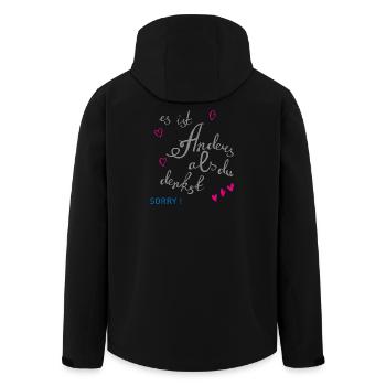 Sorry Entschuldigung  - Recycelte Männer Softshell-Jacke von Stanley/Stella - Schwarz - Hinten - AI Model Male 185 light (185cm)