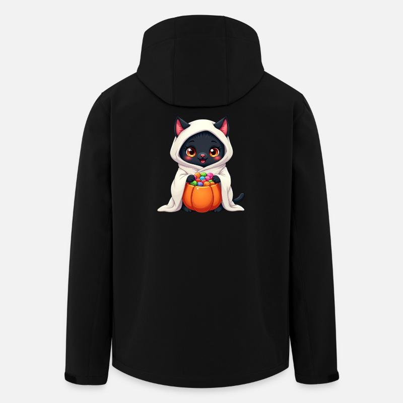 Halloween Cat with Halloween Pumpkin - Men’s Recycled Softshell Jacket by Stanley/Stella - black