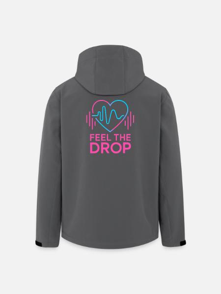 FEEL THE DROP Heart Neon EDM Party Electro - Men’s Recycled Softshell Jacket by Stanley/Stella - black