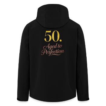 50th Birthday Aged To Perfection - Men’s Recycled Softshell Jacket by Stanley/Stella - black - Back - AI Model Male 185 light (185cm)