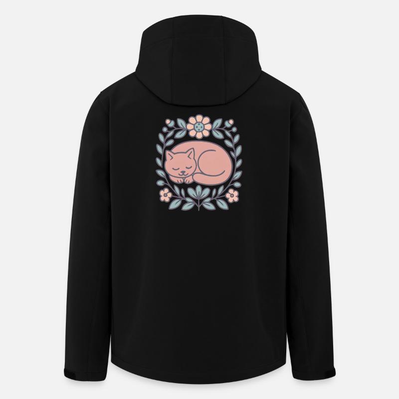 Schlafende Katze im Blumenkreis - Recycelte Männer Softshell-Jacke von Stanley/Stella - Schwarz