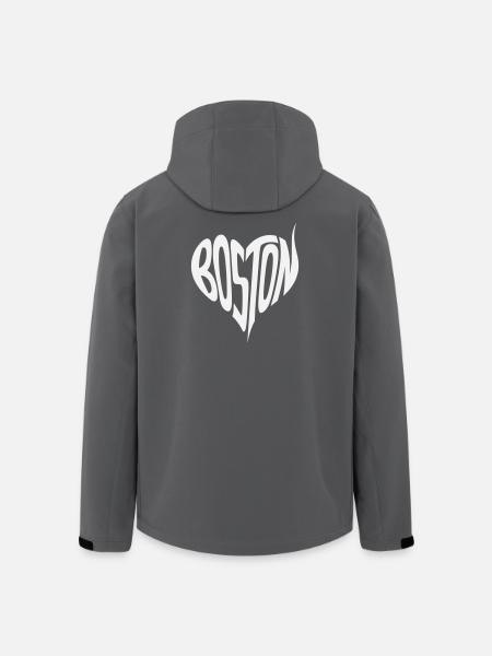 Boston Heart Typography - Men’s Recycled Softshell Jacket by Stanley/Stella - black