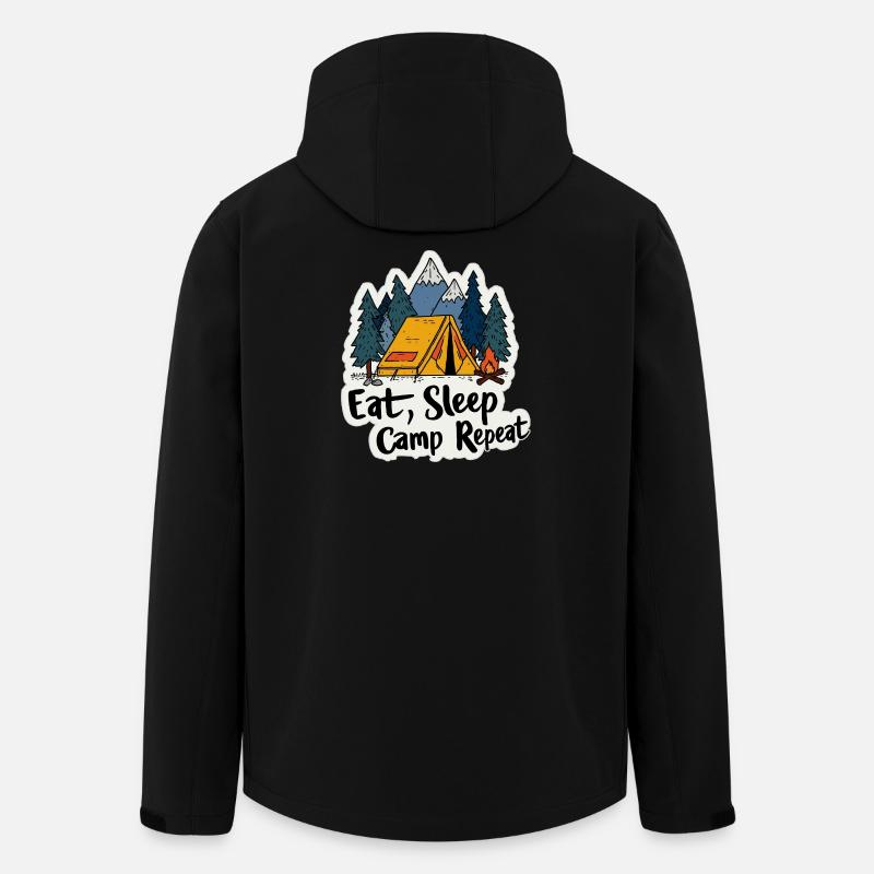 Camping Spruch Eat Sleep Camp Repeat Camper Outdoo - Recycelte Männer Softshell-Jacke von Stanley/Stella - Schwarz