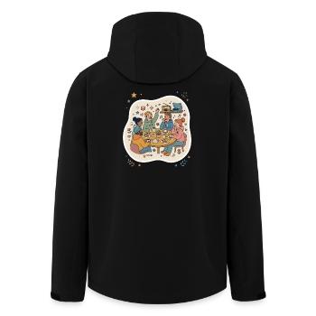 Friends meeting coffee music - Men’s Recycled Softshell Jacket by Stanley/Stella - black - Back - AI Model Male 185 light (185cm)