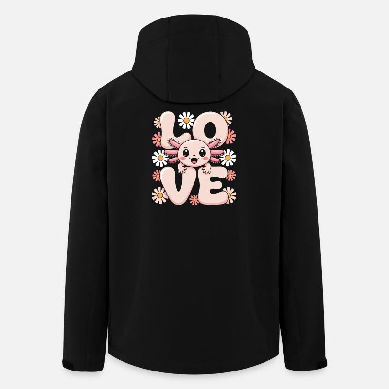 Love Daisy Bloom Kawaii Axolotl - Men’s Recycled Softshell Jacket by Stanley/Stella - black