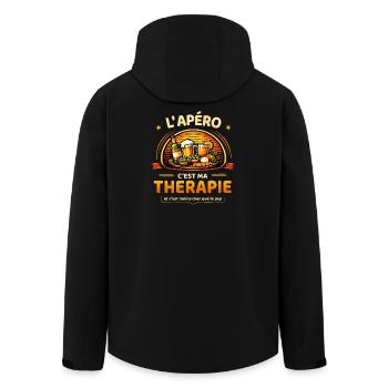 L’apéro c’est ma thérapie humour apéritif - Veste softshell homme en polyester recyclé Stanley/Stella - noir - Dos - AI Model Male 185 light (185cm)