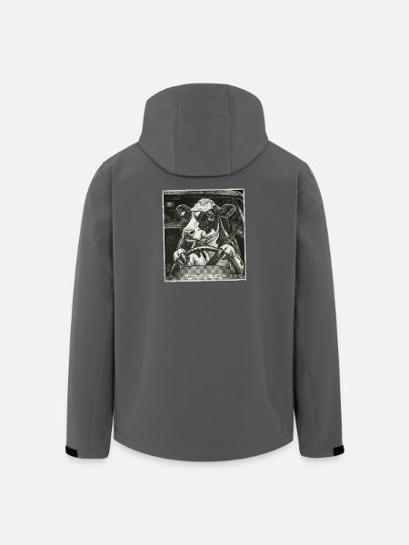 Dairy cow flashed driving a car - Men’s Recycled Softshell Jacket by Stanley/Stella - black