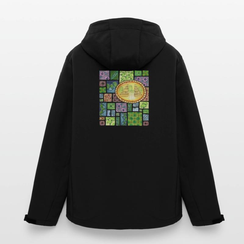 Bali temple on pattern patchwork Men’s Recycled Softshell Jacket by Stanley/Stella