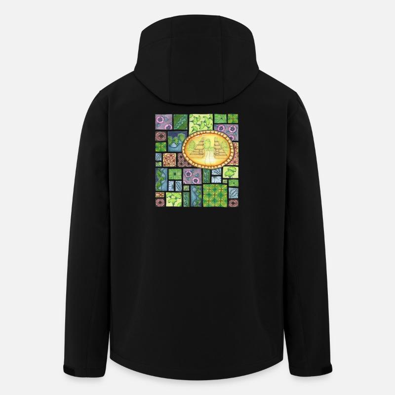 Bali temple on pattern patchwork - Recycelte Männer Softshell-Jacke von Stanley/Stella - Schwarz