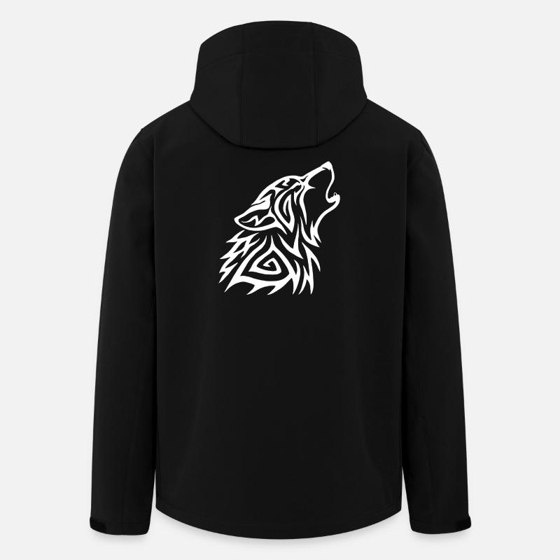 Tribal Wolf Howl White - Men’s Recycled Softshell Jacket by Stanley/Stella - black