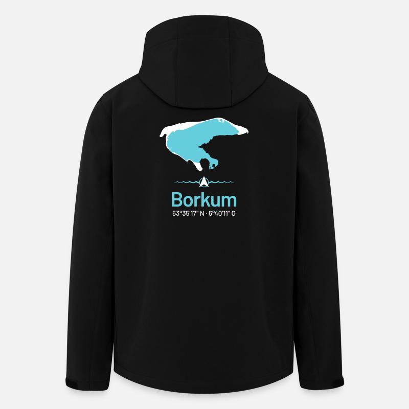 Borkum | Design-Landkarte - Recycelte Männer Softshell-Jacke von Stanley/Stella - Schwarz