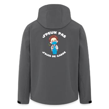 J'peux pas j'suis de garde Humour soignant cadeau - Veste softshell homme en polyester recyclé Stanley/Stella - charbon - Dos - AI Model Male 185 light (185cm)