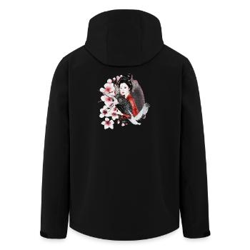 Geisha Sakura Japanese Motif - Men’s Recycled Softshell Jacket by Stanley/Stella - black - Back - AI Model Male 185 light (185cm)