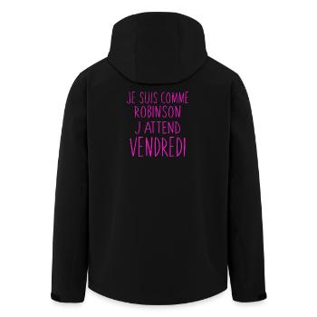 J'attend vendredi humour - Veste softshell homme en polyester recyclé Stanley/Stella - noir - Dos - AI Model Male 185 light (185cm)
