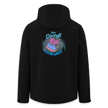Verspieltes Dirndl Design mit Waschmaschine - Recycelte Männer Softshell-Jacke von Stanley/Stella - Schwarz - Hinten - AI Model Male 185 light (185cm)