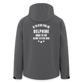 Delphine, prénom Delphine, anniversaire Delphine - Veste softshell homme en polyester recyclé Stanley/Stella - charbon - Dos - AI Model Male 185 light (185cm)