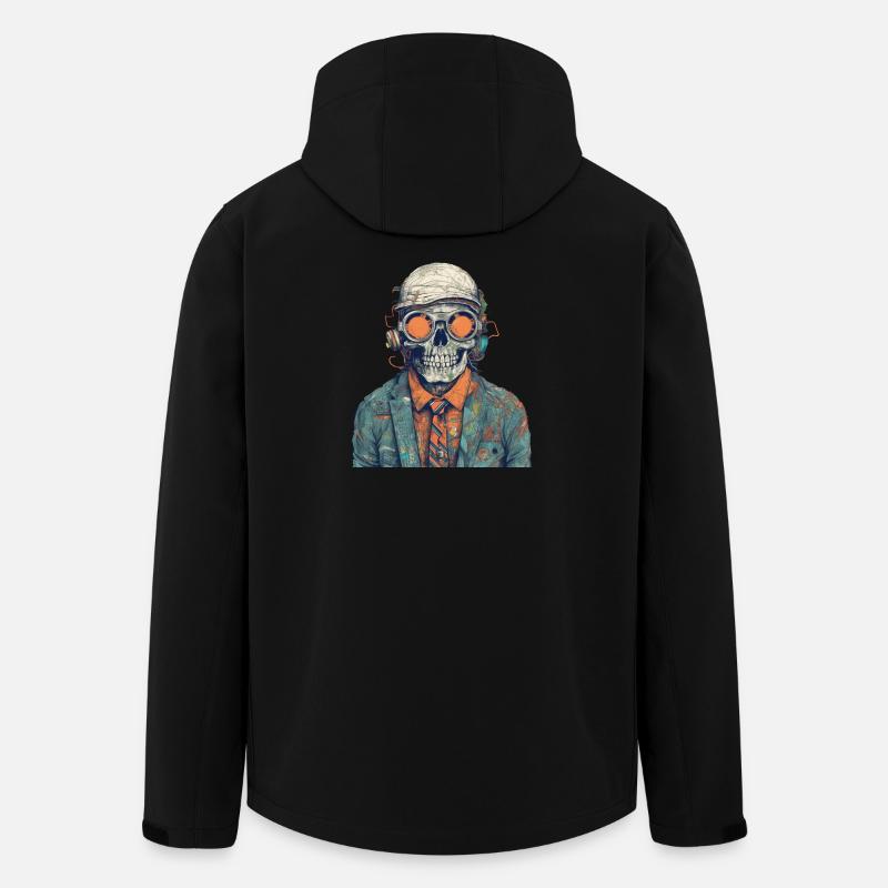 Cool skeleton portrait with sunglasses, cap - Men’s Recycled Softshell Jacket by Stanley/Stella - black
