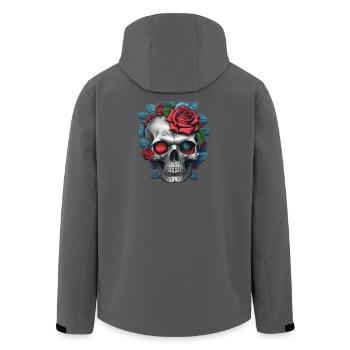 Crâne avec des roses - Veste softshell homme en polyester recyclé Stanley/Stella - charbon - Dos - AI Model Male 185 light (185cm)