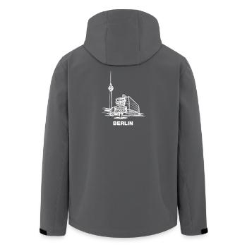 Berlin - Alex/Fernsehturm - Recycelte Männer Softshell-Jacke von Stanley/Stella - Anthrazit - Hinten - AI Model Male 185 light (185cm)