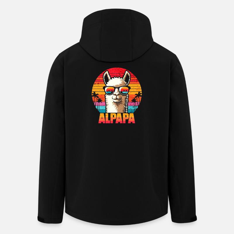 Alpapa - Alpaca Retro Sunset - Men’s Recycled Softshell Jacket by Stanley/Stella - black