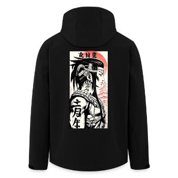 Manga Poster japan man kanji - Men’s Recycled Softshell Jacket by Stanley/Stella - black - Back - AI Model Male 185 light (185cm)
