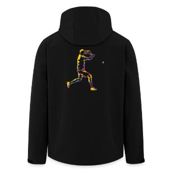 Rainbow Silhouette Tennis Serve Tennis - Men’s Recycled Softshell Jacket by Stanley/Stella - black - Back - AI Model Male 185 light (185cm)