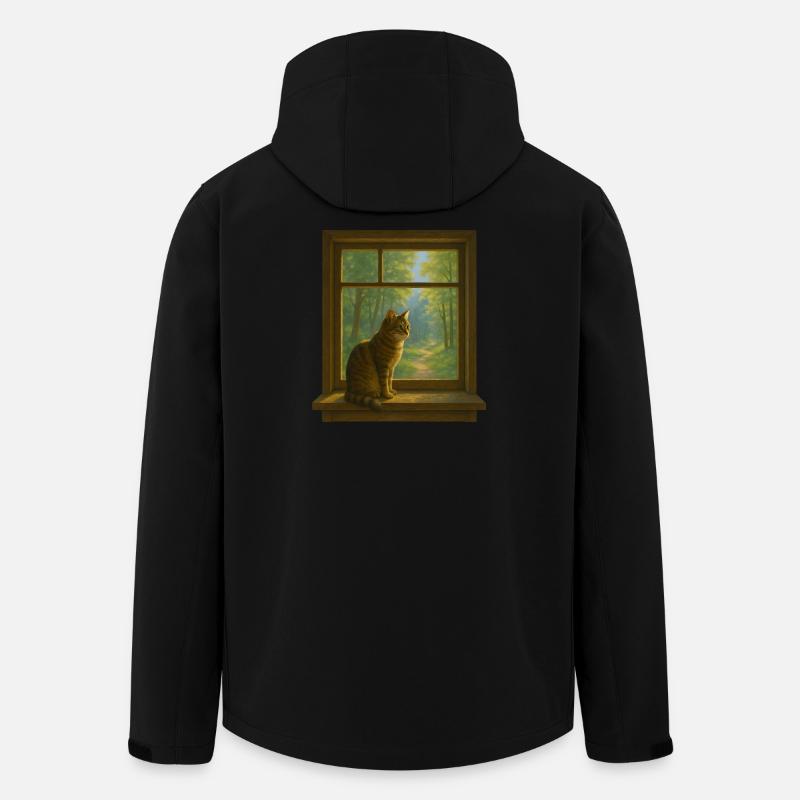 Katze am Fenster - Recycelte Männer Softshell-Jacke von Stanley/Stella - Schwarz
