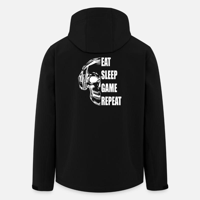 Schädel mit Kopfhörern Gaming Zitat - Recycelte Männer Softshell-Jacke von Stanley/Stella - Schwarz