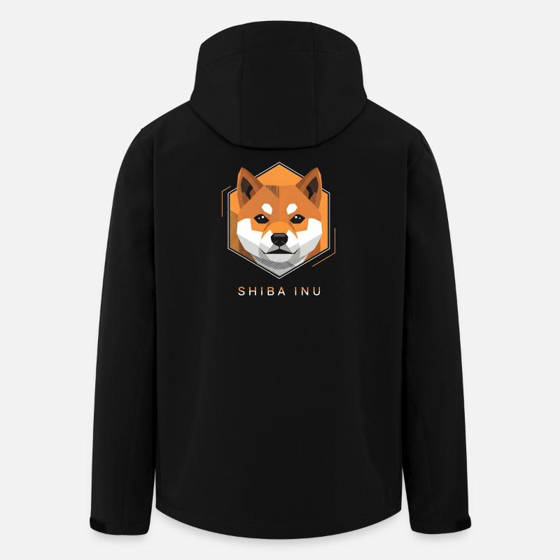 Conception géométrique du chien Shiba Inu - Veste softshell homme en polyester recyclé Stanley/Stella - noir