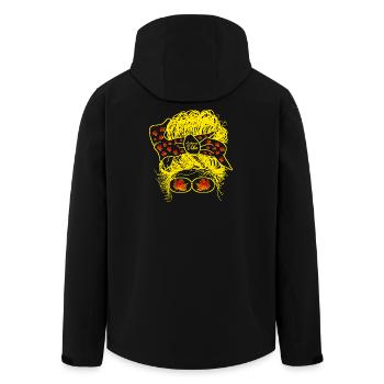 unordentliche Haare im Herbst  - Recycelte Männer Softshell-Jacke von Stanley/Stella - Schwarz - Hinten - AI Model Male 185 light (185cm)