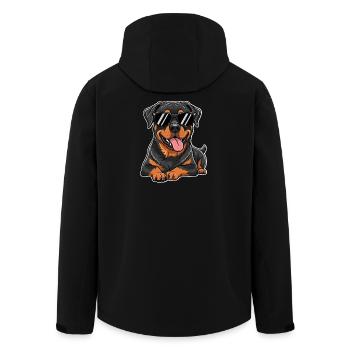 Cooler Rottweiler mit Sonnenbrille für Hundefans - Recycelte Männer Softshell-Jacke von Stanley/Stella - Schwarz - Hinten - AI Model Male 185 light (185cm)