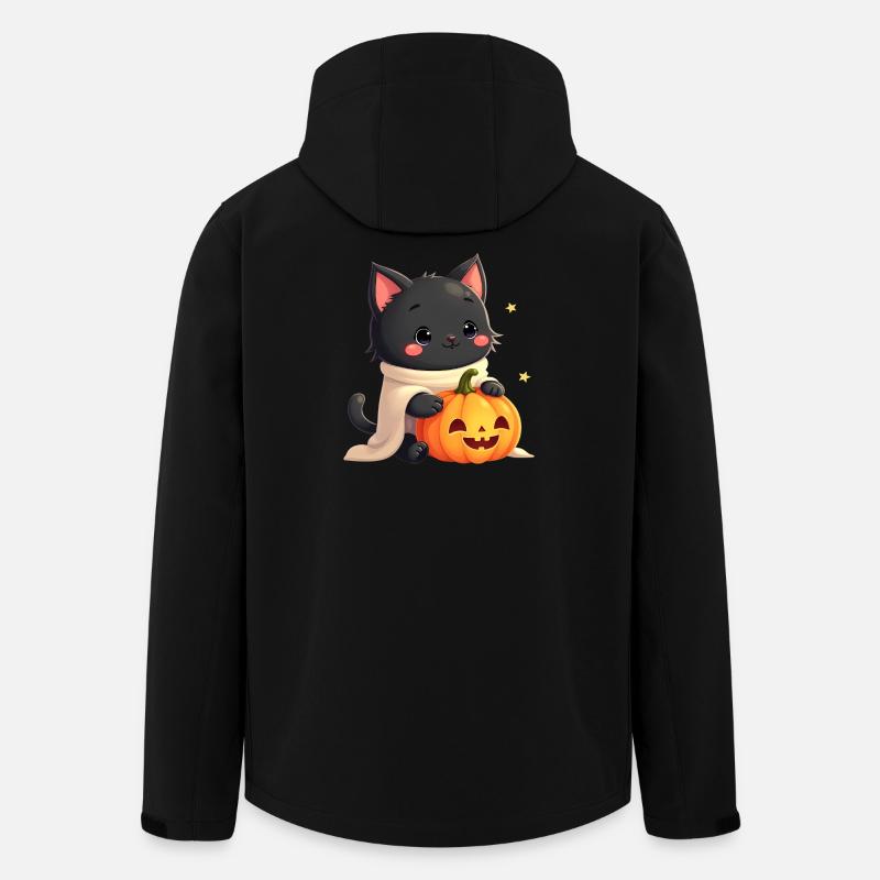 Chat d’Halloween avec citrouille d’Halloween - Veste softshell homme en polyester recyclé Stanley/Stella - noir