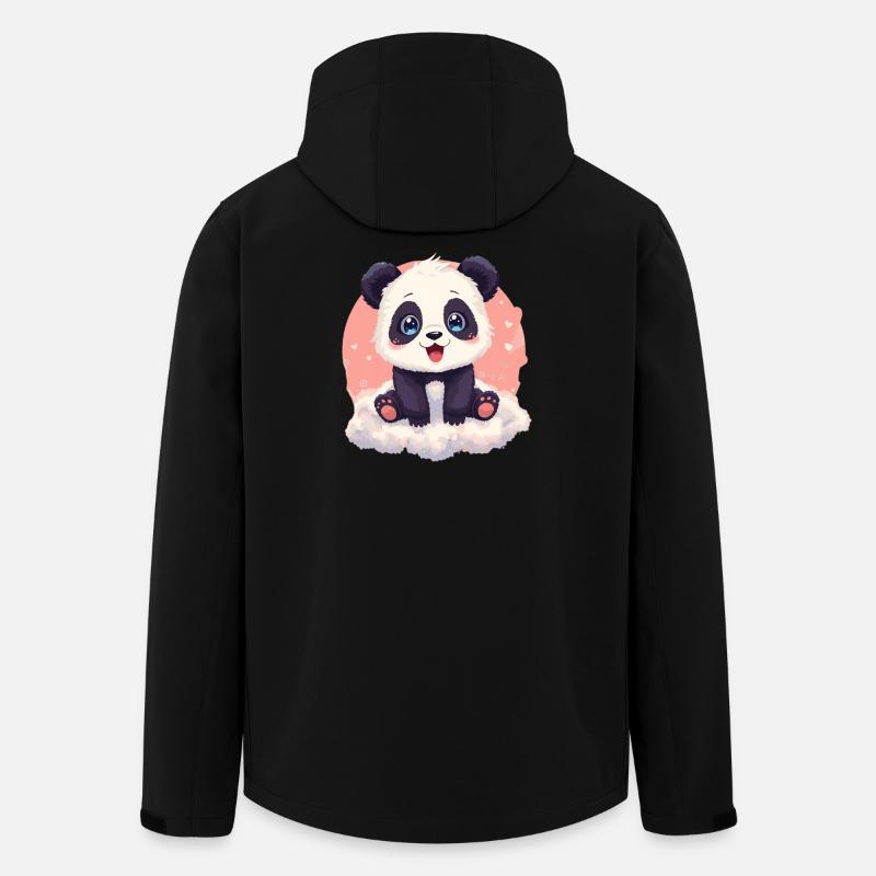Kuscheliger Panda auf rosa Wolke - Recycelte Männer Softshell-Jacke von Stanley/Stella - Schwarz