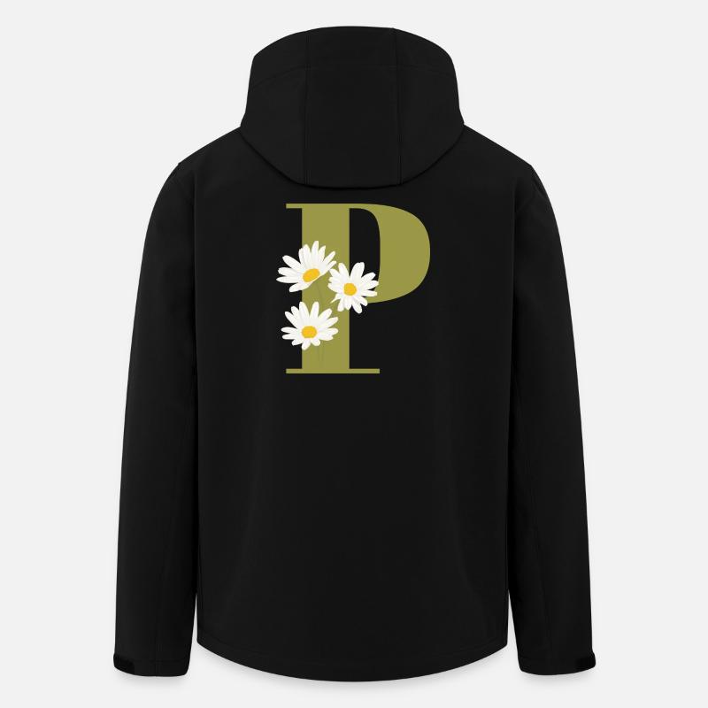 Grüne Gänseblümchen Buchstabe p - Recycelte Männer Softshell-Jacke von Stanley/Stella - Schwarz