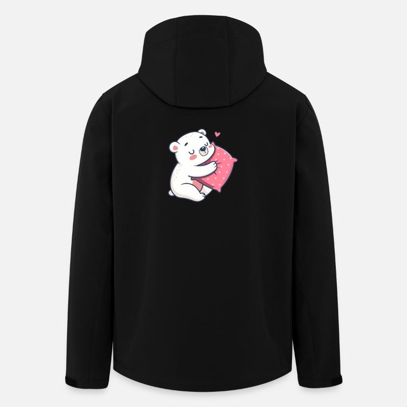 Ourson câlin sur coussin rose - Veste softshell homme en polyester recyclé Stanley/Stella - noir