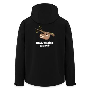 Langsam ist auch ein Tempo - Recycelte Männer Softshell-Jacke von Stanley/Stella - Schwarz - Hinten - AI Model Male 185 light (185cm)
