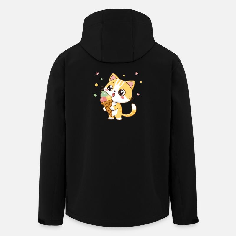 Girige Katze mit Regenbogeneis - Recycelte Männer Softshell-Jacke von Stanley/Stella - Schwarz