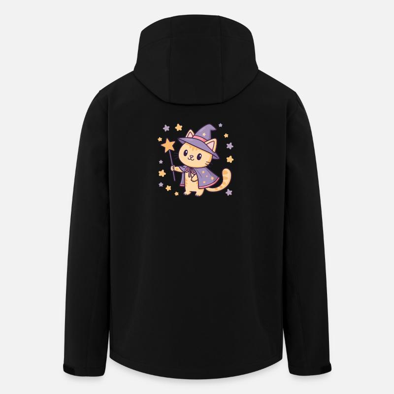 Chat sorcier pastel étoilé - Veste softshell homme en polyester recyclé Stanley/Stella - noir