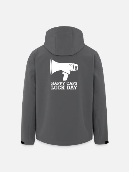 Megaphone Happy Caps Lock Day Nerd - Men’s Recycled Softshell Jacket by Stanley/Stella - black