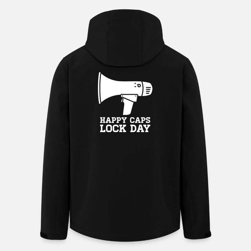 Megaphone Happy Caps Lock Day Nerd - Men’s Recycled Softshell Jacket by Stanley/Stella - black