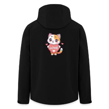 Kawaii Cat Heart Love - Men’s Recycled Softshell Jacket by Stanley/Stella - black - Back - AI Model Male 185 light (185cm)