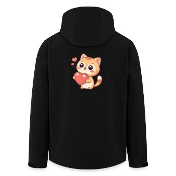 Cuddly kitten with a red heart - Men’s Recycled Softshell Jacket by Stanley/Stella - black - Back - AI Model Male 185 light (185cm)