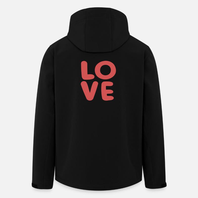 Love Soft Red Typography - Men’s Recycled Softshell Jacket by Stanley/Stella - black