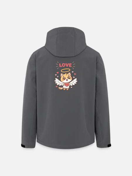 Angelic Cat Heart and Wings - Men’s Recycled Softshell Jacket by Stanley/Stella - black