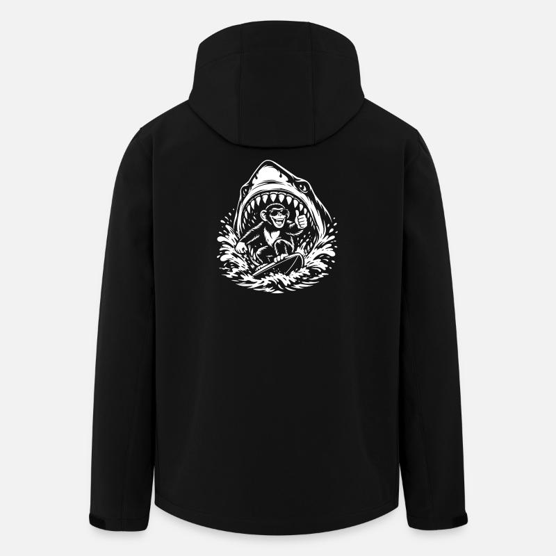 Surfaffe in Shark Wave - Recycelte Männer Softshell-Jacke von Stanley/Stella - Schwarz