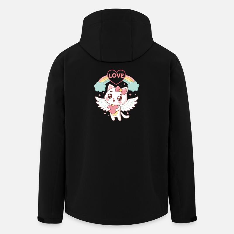 Rainbow Love Geflügelte Katze - Recycelte Männer Softshell-Jacke von Stanley/Stella - Schwarz
