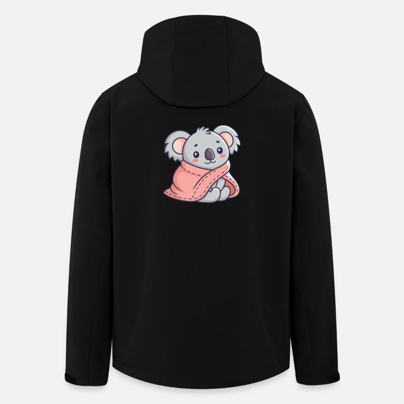 Koala cozy in a pink scarf - Men’s Recycled Softshell Jacket by Stanley/Stella - black
