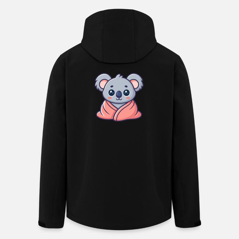 Koala kawaii enveloppé dans drap rose - Veste softshell homme en polyester recyclé Stanley/Stella - noir