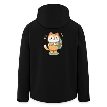 Süßer Abenteurer-Katzen-Rucksack - Recycelte Männer Softshell-Jacke von Stanley/Stella - Schwarz - Hinten - AI Model Male 185 light (185cm)