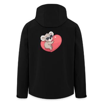 Koala Smiling Heart - Men’s Recycled Softshell Jacket by Stanley/Stella - black - Back - AI Model Male 185 light (185cm)